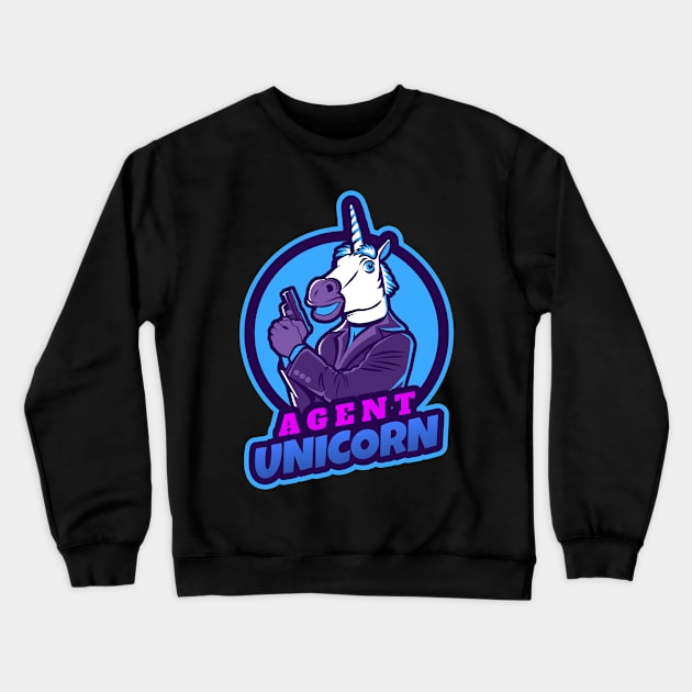 Agent Unicorn Design T-shirt Coffee Mug Apparel Notebook Sticker Gift Mobile Cover Crewneck Sweatshirt by Eemwal Design